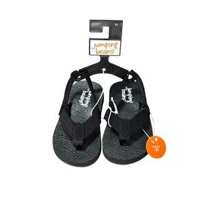 Jumping Beans Kids Black Sandals With Easy-On Strap Design